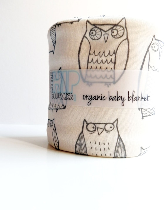 Owl Baby Blanket, Little Illustrated Owls, Eco Friendly Organic Cotton Baby Blanket, Etsy Kids