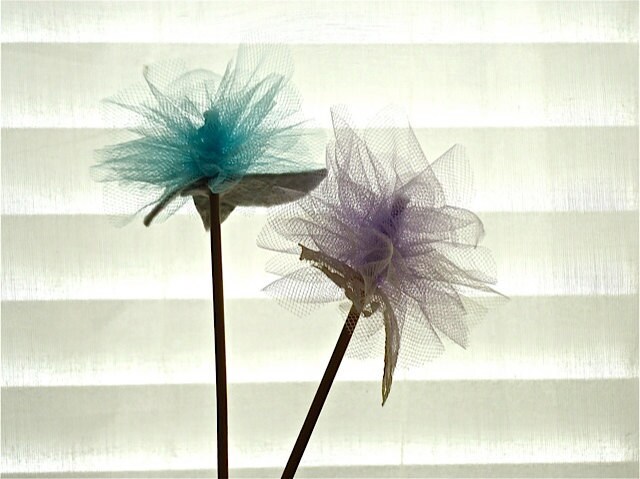 Tulle Flowers Decor 2 Delicate Flowers Chic Wedding Decor Home Decor