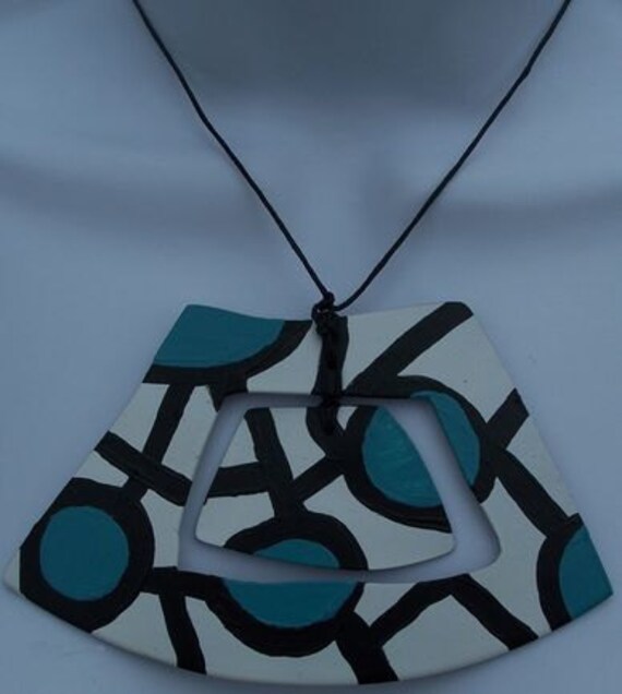 Wearable Art Hand Painted Recycled Record Necklace