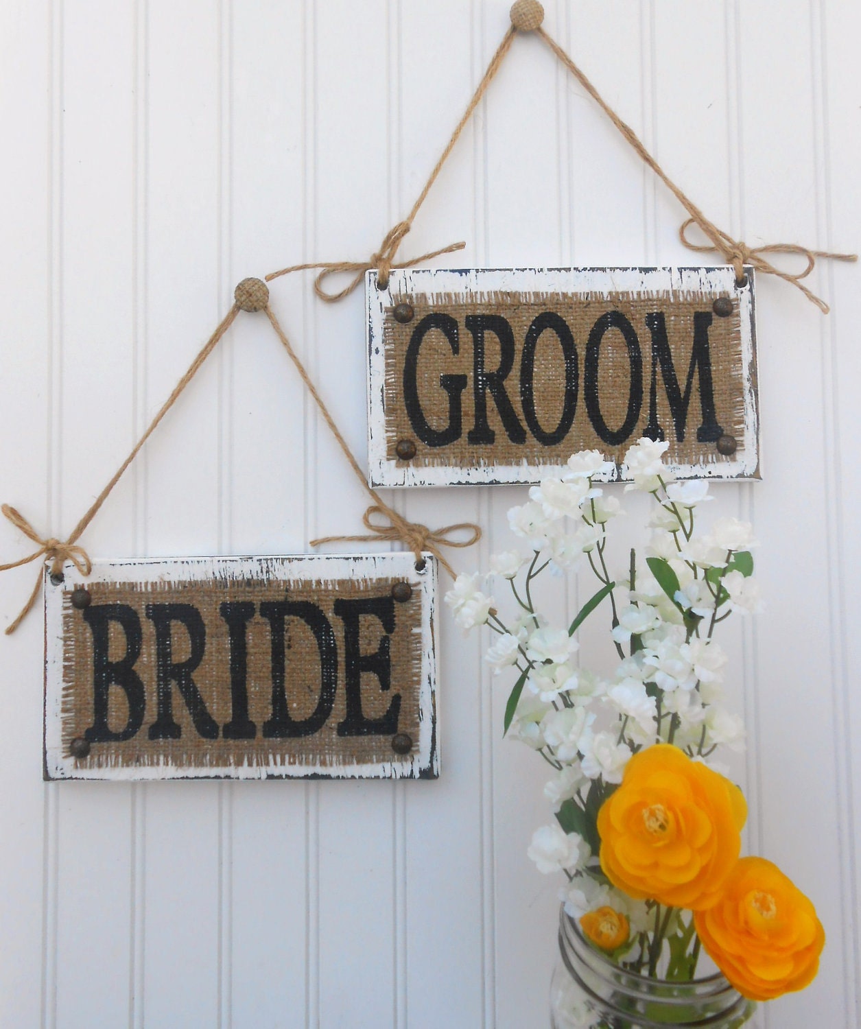 Bride and Groom WEDDING Hanging Signs Chair wedding reception table chair 