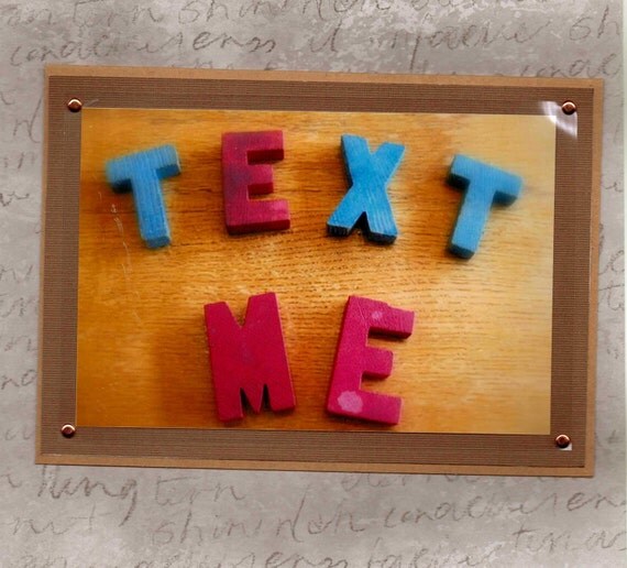 Vintage Alphabet Letters Handmade Text Me Greeting Card for Technology Geeks
