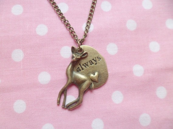 Harry Potter Always Said Snape Bronze Deer Doe Necklace
