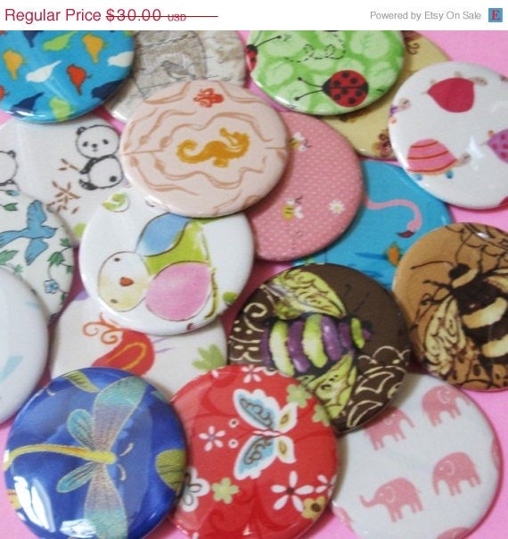 MAY SALE 31% OFF pocket mirrors one dozen (12) assorted animals and insects fabric covered pocket mirrors