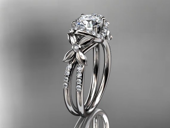 platinum diamond floral wedding ringengagement ring ADLR140