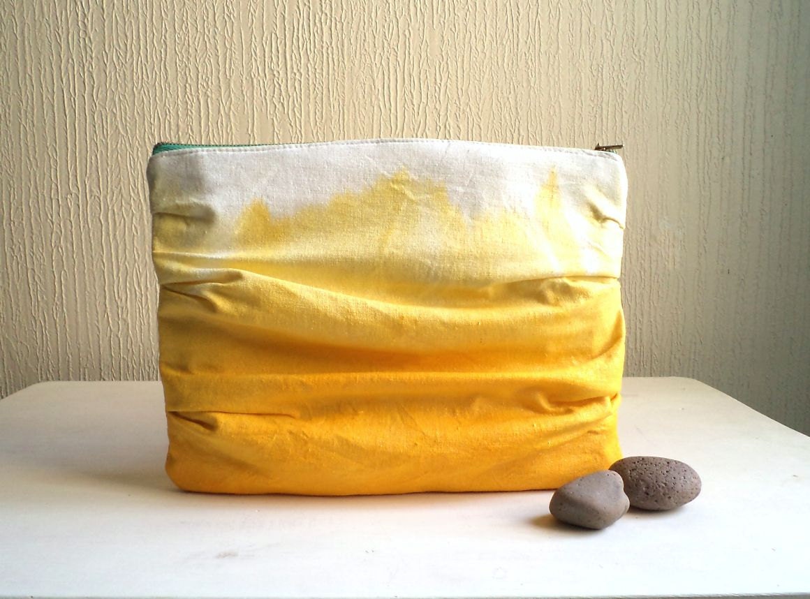 Yellow Ombre Pleated Zipper Clutch Handmade Etsy