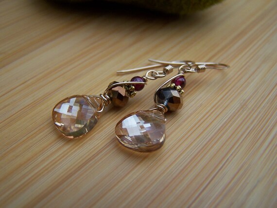 Golden Shadow Swarovski Drop Earrings Preview 1