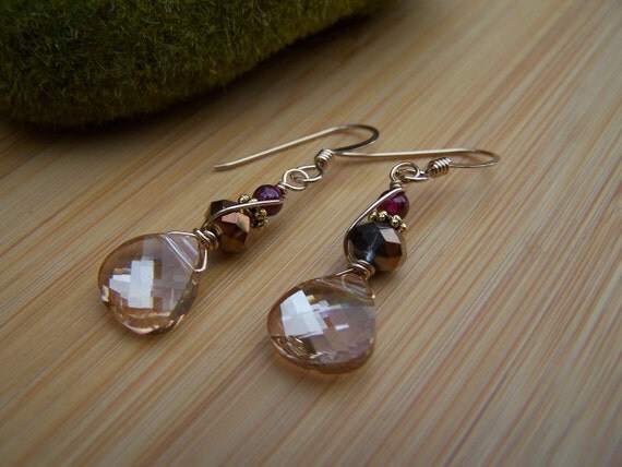 Golden Shadow Swarovski Drop Earrings Preview 4