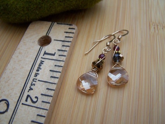 Golden Shadow Swarovski Drop Earrings Preview 2
