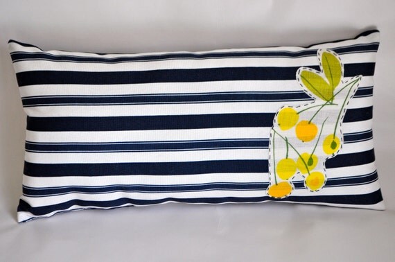Vintage Yellow Cherry Applique Pillow- No Shipping Fees