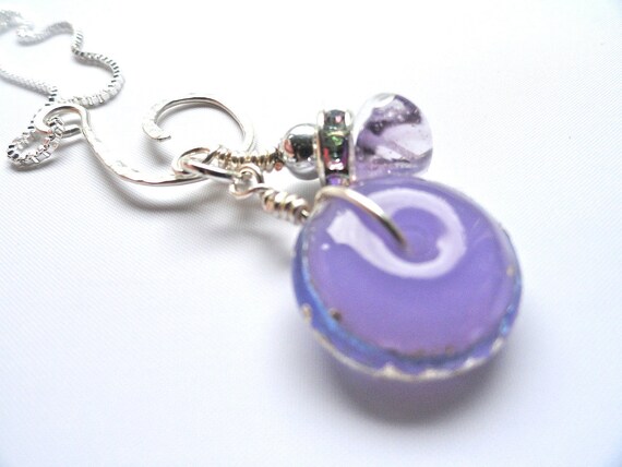 Orchid Purple Lampwork Bead Pendant