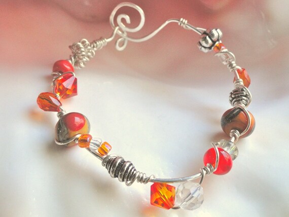 Tangerine Tango Sterling Silver Wire Wrapped Bracelet