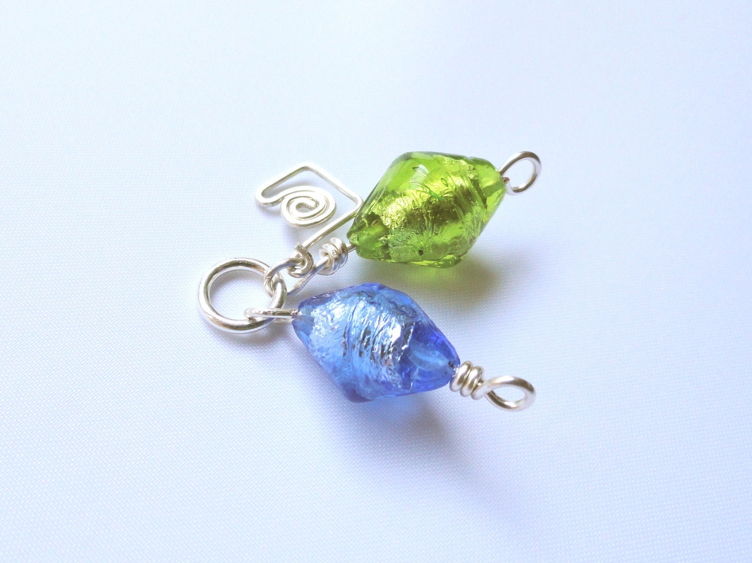 Tanzanite Blue and Lime Peridot Venetian Beads Pendant