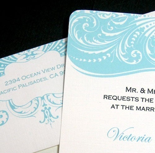 Aqua Blue Wedding Invitation Set From dearemma
