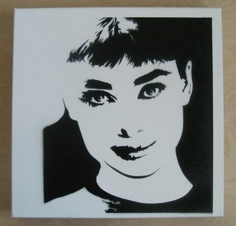 Audrey Hepburn Stencil Graffiti on Canvas Spray Paint From domdoodle