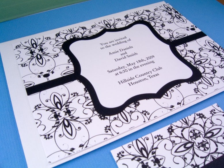 Ornate Flower with Frame wedding invitation sample set