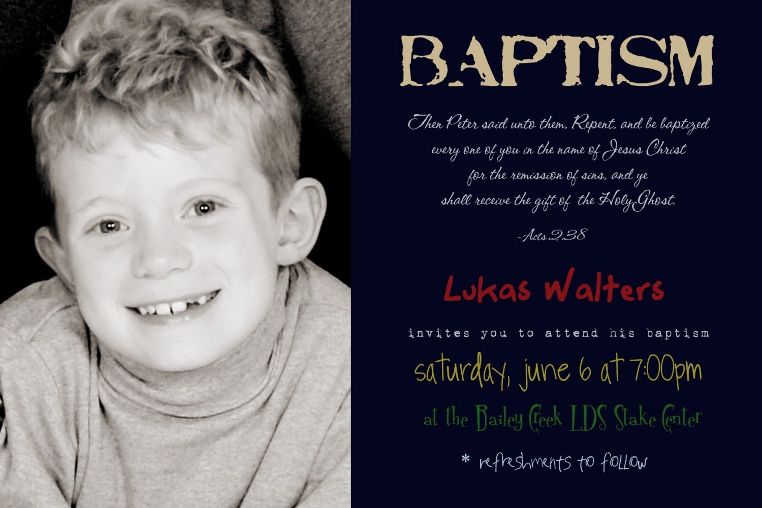 Lds baptism announcement wording Free Printable Lds Baptism Invitations 