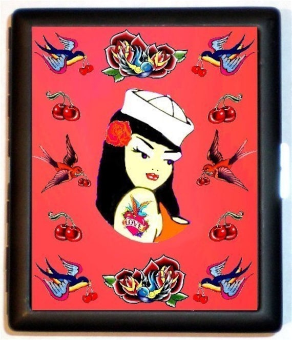 Sailor Girl Swallows Cherries Cherry Tattoo Nautical Vintage Retro Design