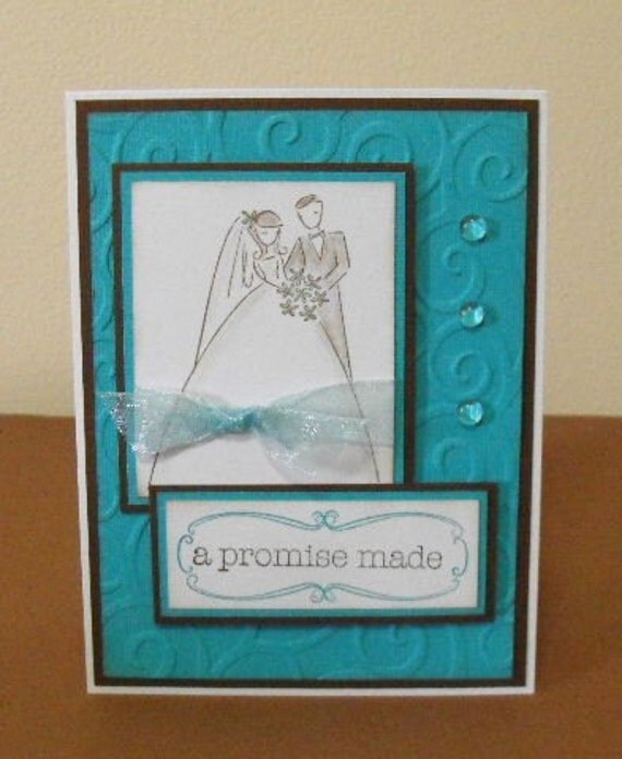 Teal and Brown Wedding Card From hdawnparratt