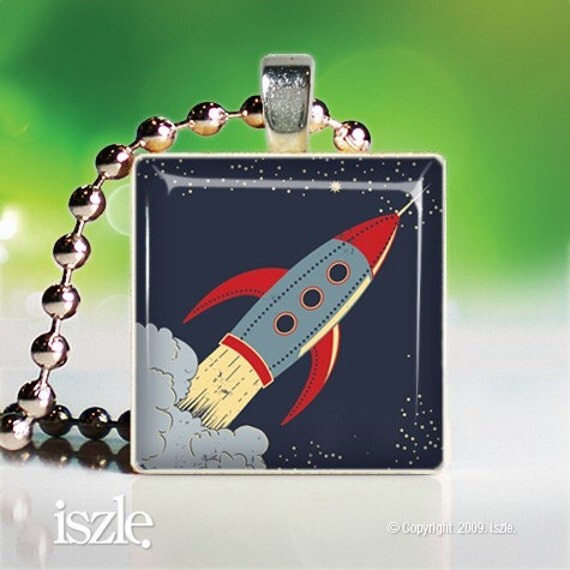 Scrabble Tile Pendant - Rocket (OMP130)