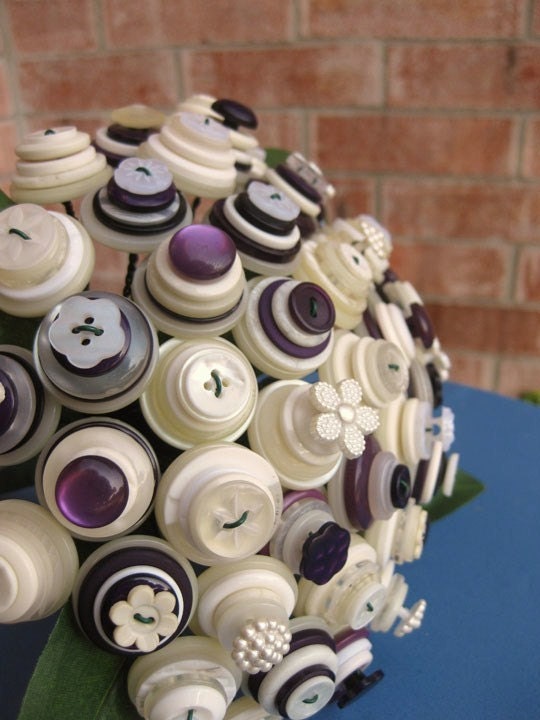Aubergine Bridal Button Bouquet From RBKCreations