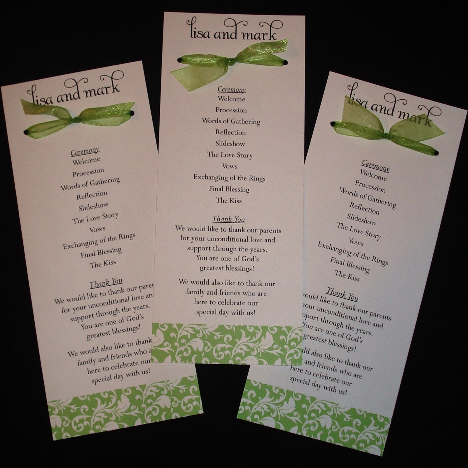 Damask Bow Wedding Programs Your Colors From InvitationsbyEmily