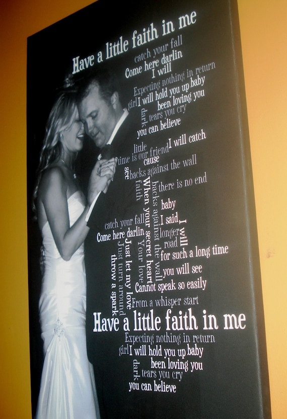 Wedding Vows or Lyrics Music Personalized Art Typography and Photo on Canvas