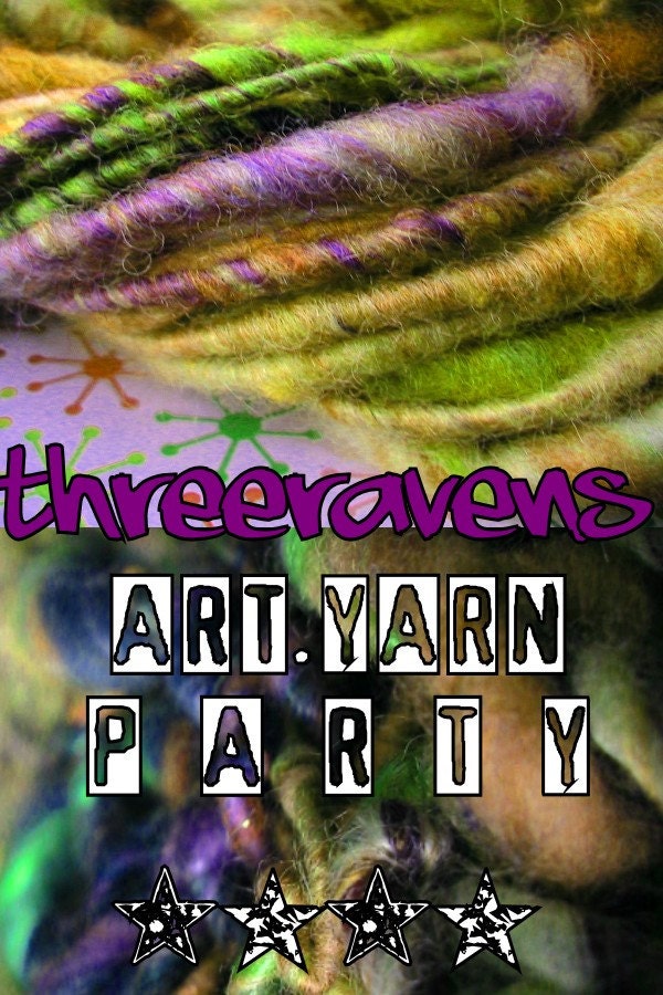 Threeravens Art Yarn Party Club - 3  Months of Surprise Novelty Art Yarn Goodness - mixed fibers and styles - FREE shipping