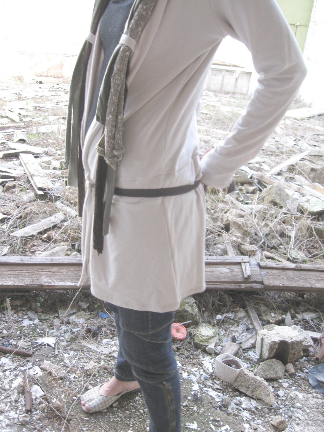 WINTER JACKET WITH THREADED SCARVES off white ON SALE NOW 99 INSTEAD OF 115 plus FREE SHIPPING
