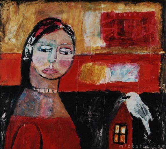 Letters - 8.5 x 11 original mixed media painting