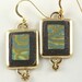 Iridescent Gold & Lime Green Broken China Earrings Upcycled Mosaics