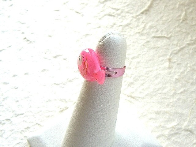 Kawaii Cute Japanese Ring - Fish Girl Children Size Adjustable Pink