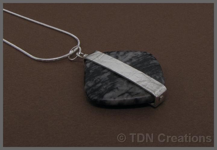Picasso jasper and sterling silver pendant