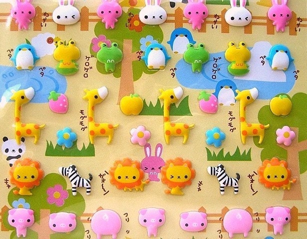Cute Japanese Stickers - Panda And Bear By Pool Cool (S509)