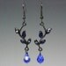 Beautiful Gunmetal and Sapphire Crystal Vine Earrings...