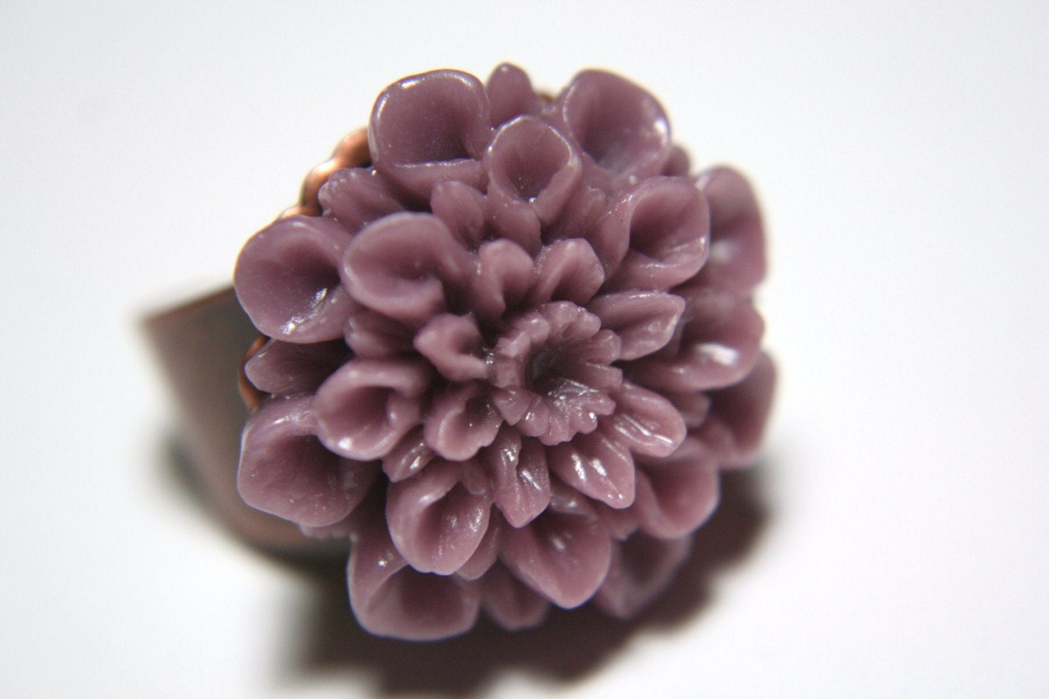 Plum Dahlia Mum Flower RING Adjustable Copper Plated Brass $9.99