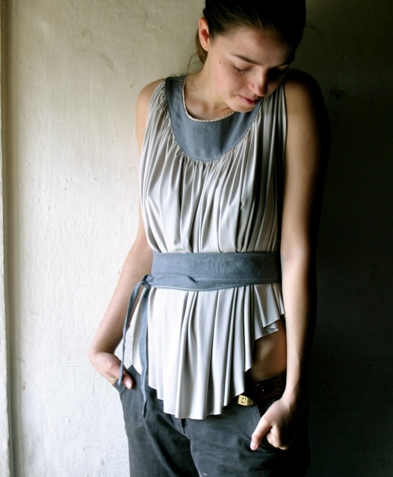 Grey Grecian Yoke top