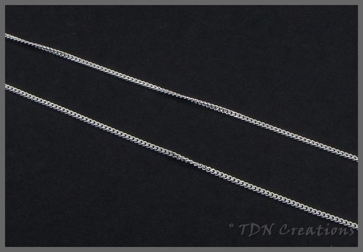 Sterling silver open curb chain 1.25mm / 0.05 inches wide 16 inches long