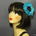 HALF OFF SALE-Boutique Style Soft Blue with Black Satin Hair Clip-exclusively from pink80sgirl