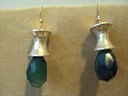 Turkish Queen Earrings Faceted Green Chalcadony with Bali Silver