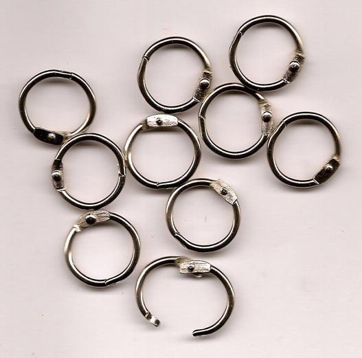10 - 3/4 inch Silver Metal Book Rings for Book Binders - book binding rings