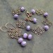 Antique Copper Amethyst Filigree Set, Amethyst Picasso Glass, Floral Filigree... Lavender & Lace