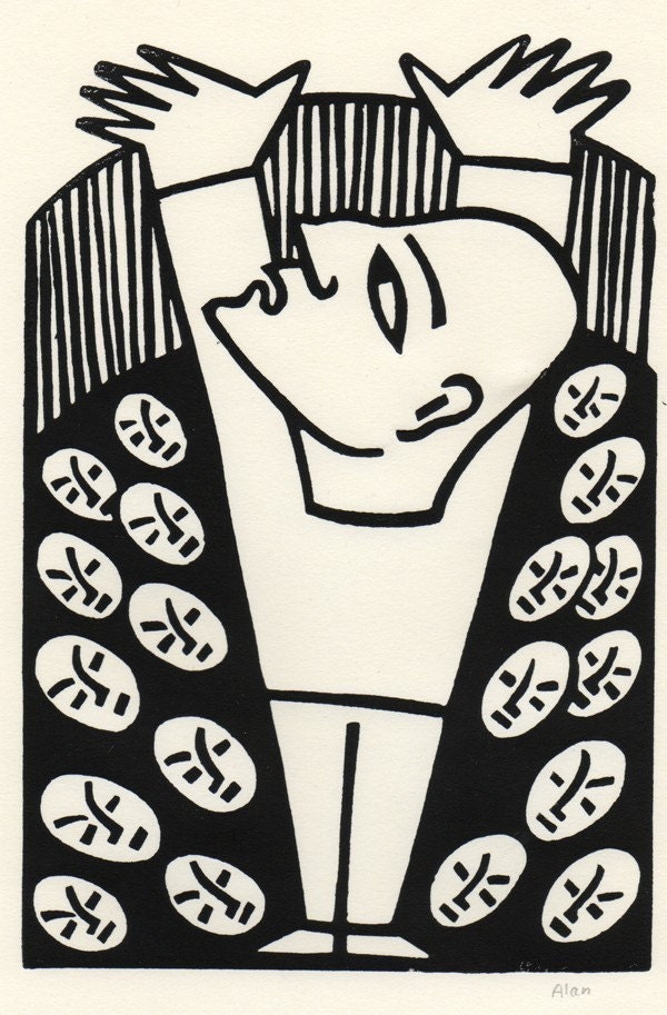 Where I Hang. Linocut