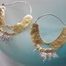 Tribal goldplated hoops with dangles , goldplated 22k gold - sterling and fine silver earrings