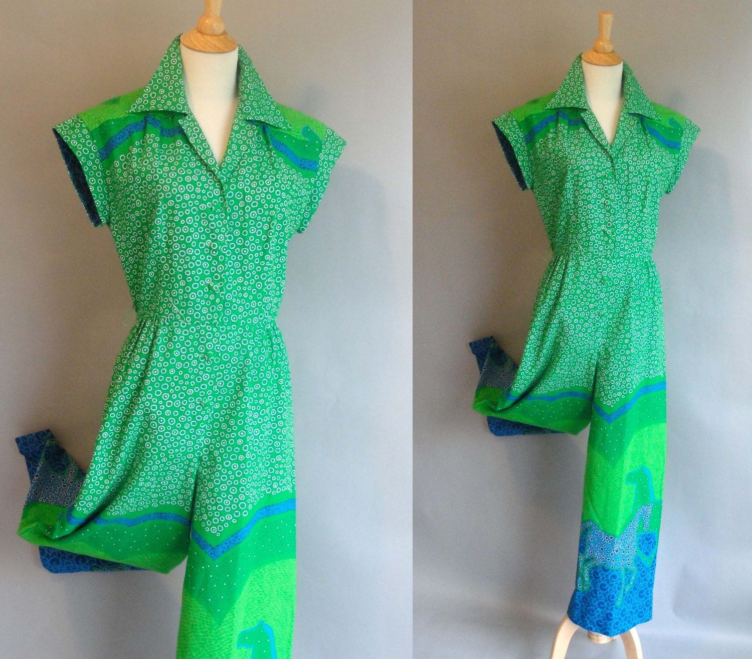 Vintage 1960s MALIA HONOLULU Green Jumper