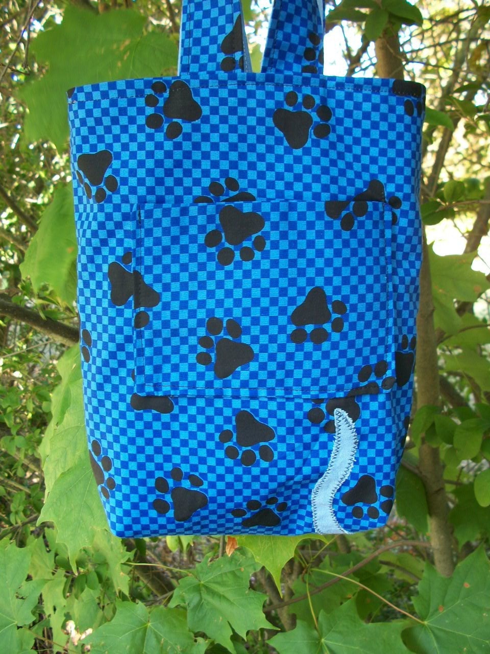Dalmatian Tote Bag/ Blue Checked