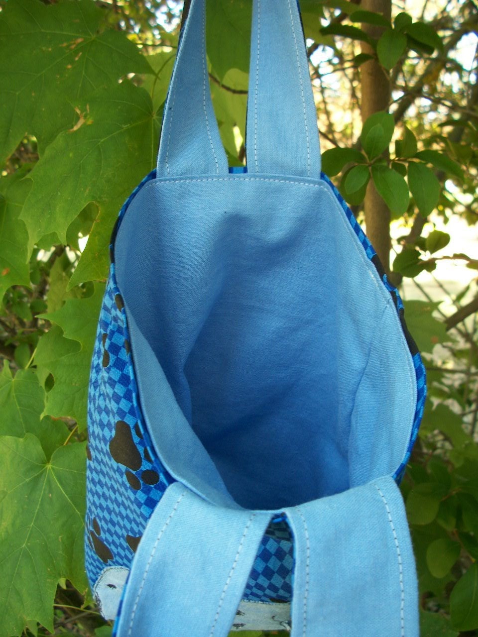 Dalmatian Tote Bag/ Blue Checked