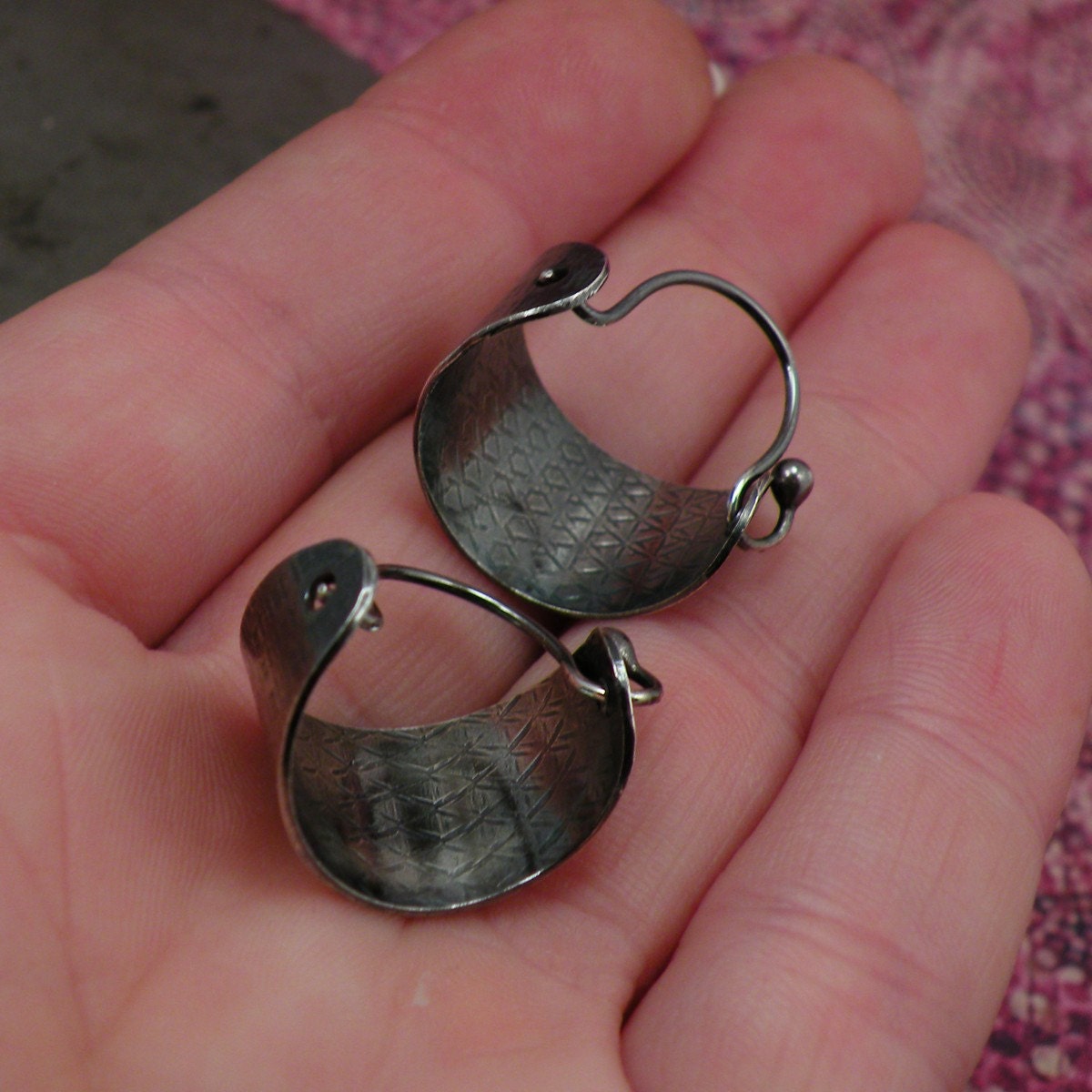 Linen Hoops Sterling Silver