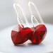 Ruby Red Crystal Earrings, Swarovski Heart Crystals and Sterling Silver - Cherish
