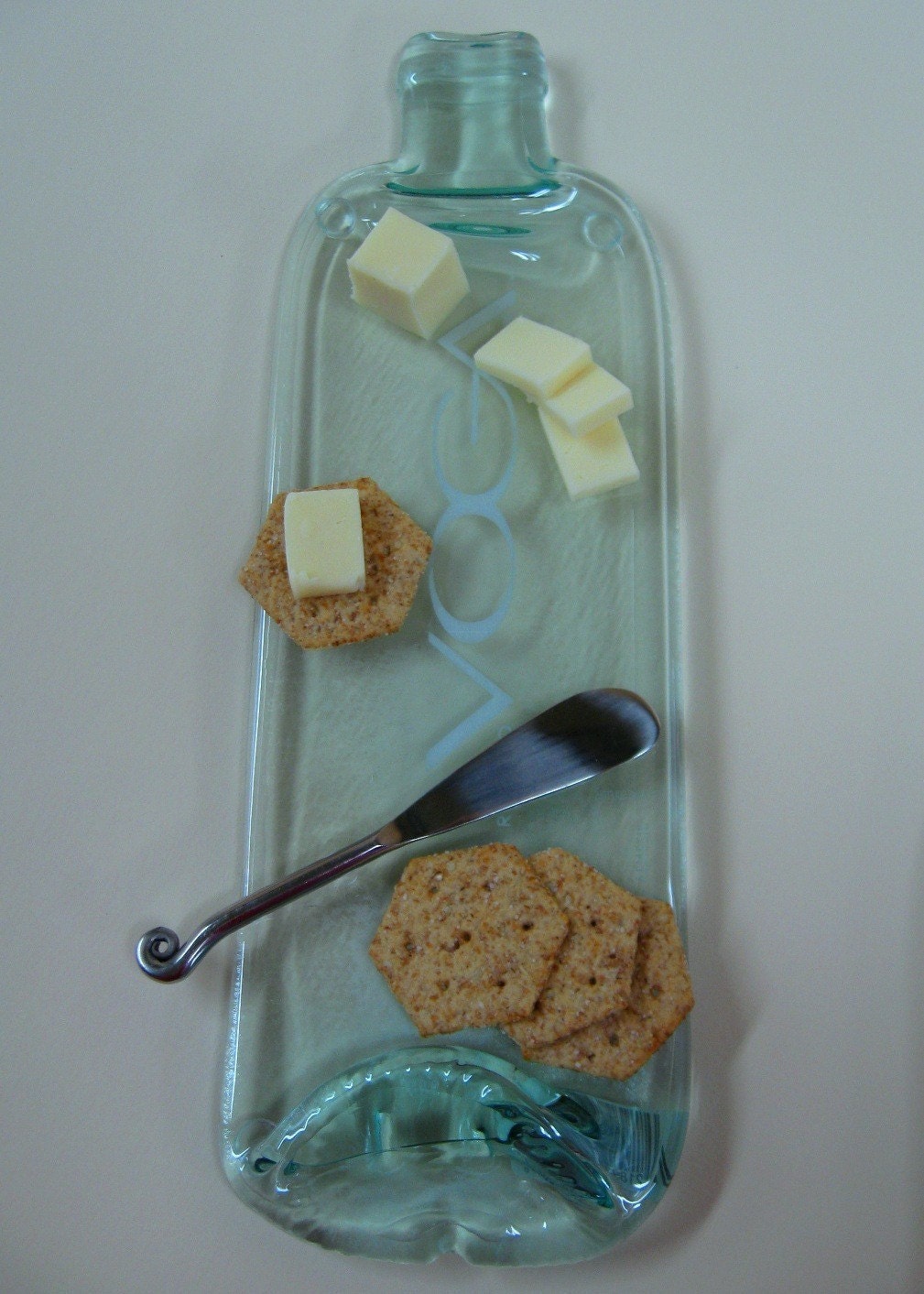 Italian Flattened Wine Bottle Cheese Board Voga - Upcycled Recycled Eco Friendly Glass
