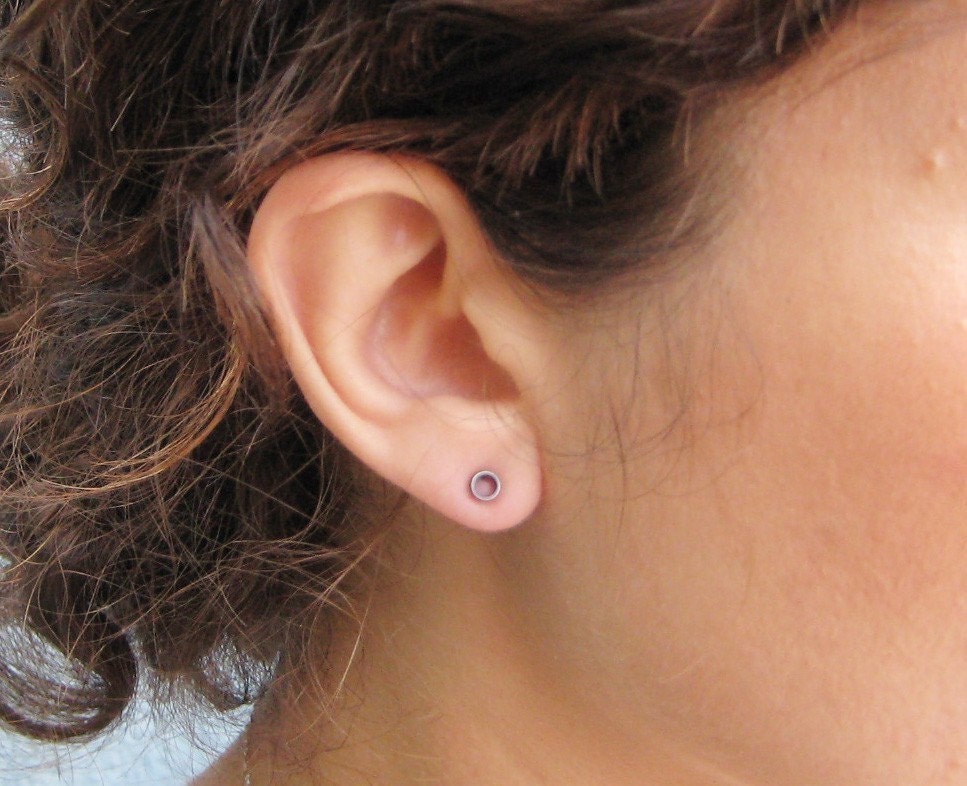 Oxidized Sterling Circle Posts